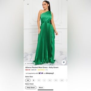 Gorgeous green pleated maxi dress for a Queen